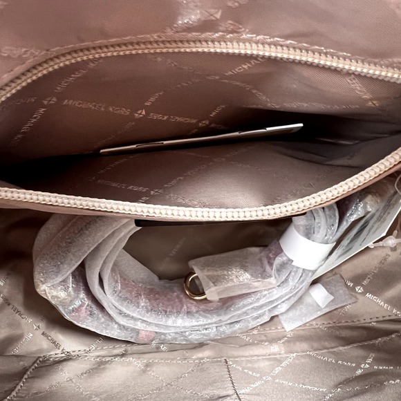 Michael Kors Mercer Belted MD Satchel Pink Blush Pebbled Leather Bag NWT - Picture 5 of 12